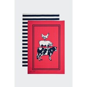 Pair of NEW Thomas Cook Farmhouse Tea Towel Dishcloths Australia Country Cow Pig